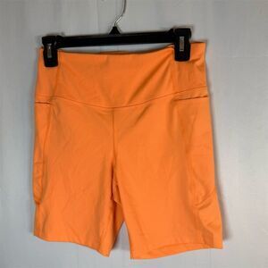 Athletic Works Girls Biker Shorts High Rise Side Pockets Orange Size M